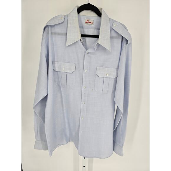 Lim's Men's Blue Casual Long Sleeve Button Down Pockets Custom Shirt Size 2XL - Picture 1 of 4